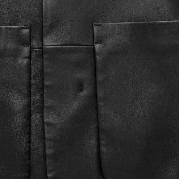 COS Men's RELAXED-FIT COLLARLESS LEATHER JACKET 38R - Picture 2 of 2